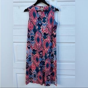Women's Naturals d&co Linen Blend Tank Midi Dress Aztec Watercolor small